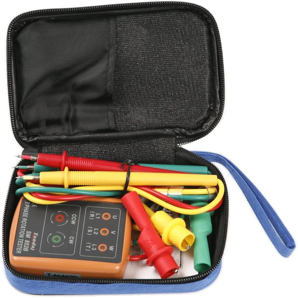 3 Phase Sequence Presence Rotation Tester Indicator Detector Meter with LED and Buzzer 60V~600V (3 Phase AC)