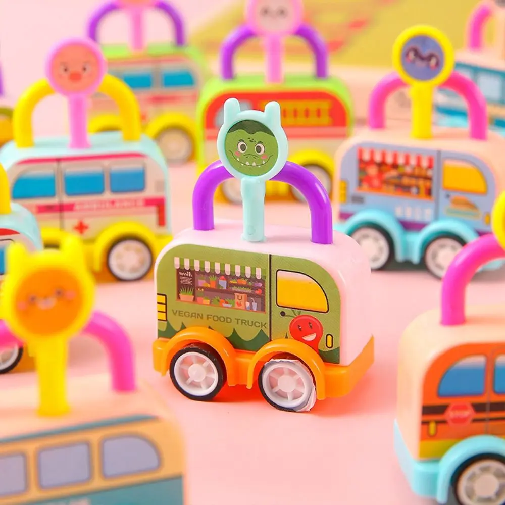 

DIY Puzzle Car Toys Key Matching Toy Lock Head Car Random Color Bus Early Educational Lock Key Toy Safety Mini Cute Vehicles