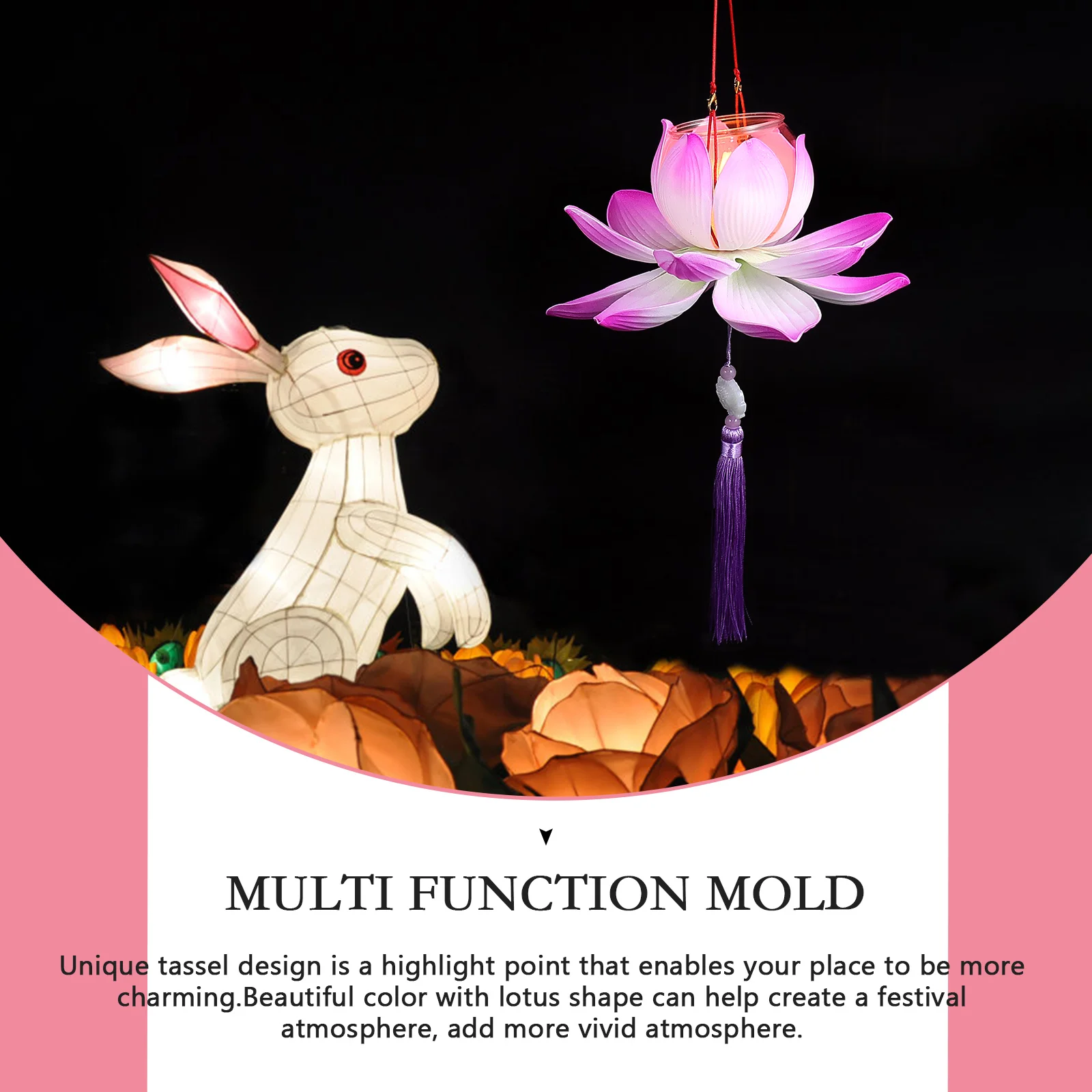 

1 Set Lotus Shaped Handheld Lantern Diy Kit Festival Party Decoration New Year Tassel Design Kids Art Supplies Outdoor Lighting