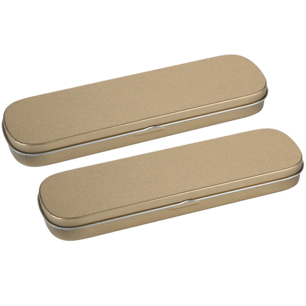 2 stücke Stift Fall Weißblech Bleistift Box Gold Schreibwaren Lagerung Für Student Stifte Schwamm Gefüttert Eisen Fall Multi-Funktionale
