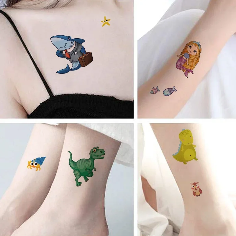 10 sheetsWaterproof Temporary Fake Tattoo Stickers Pink Unicorn Horse Cartoon Design Kids Child Body Art Make Up Tools