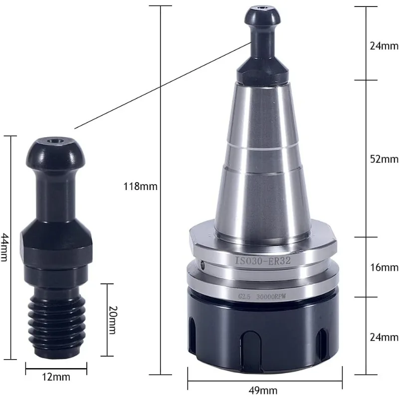 5PCS/Lot ISO30 ER32-45L Balance Collet Chuck G2.5 30000RPM CNC Tool Holder With Pull Stud Milling Lathe