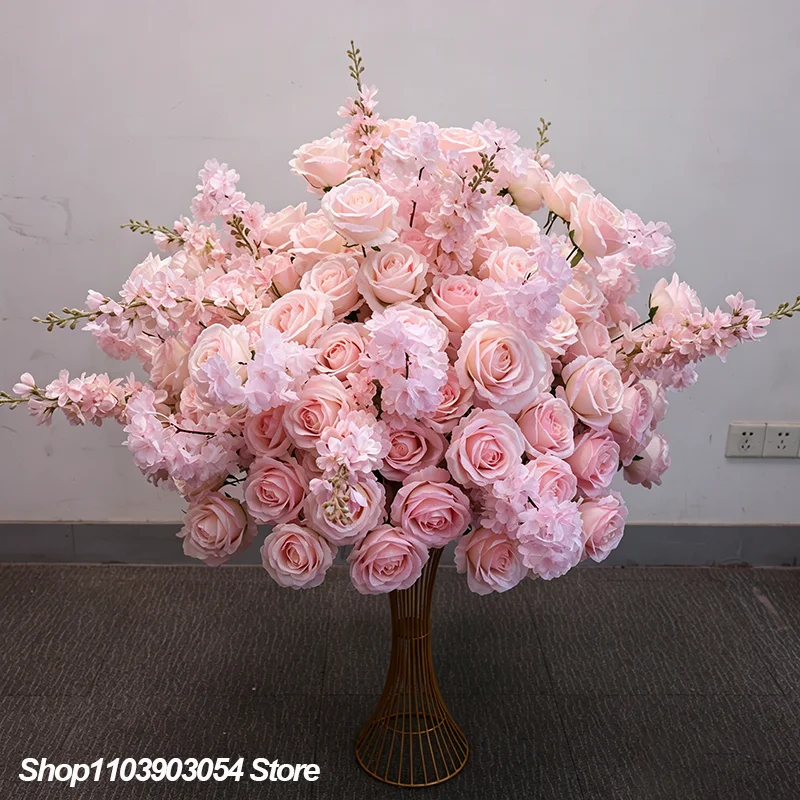 Künstliche weiße Kirschblüten-Rosen-Blumenarrangements Hochzeits-Hintergrund-Deko Tischdekoration Blumen-Bühnenbodendekoration Event-Requisiten – Detail 8
