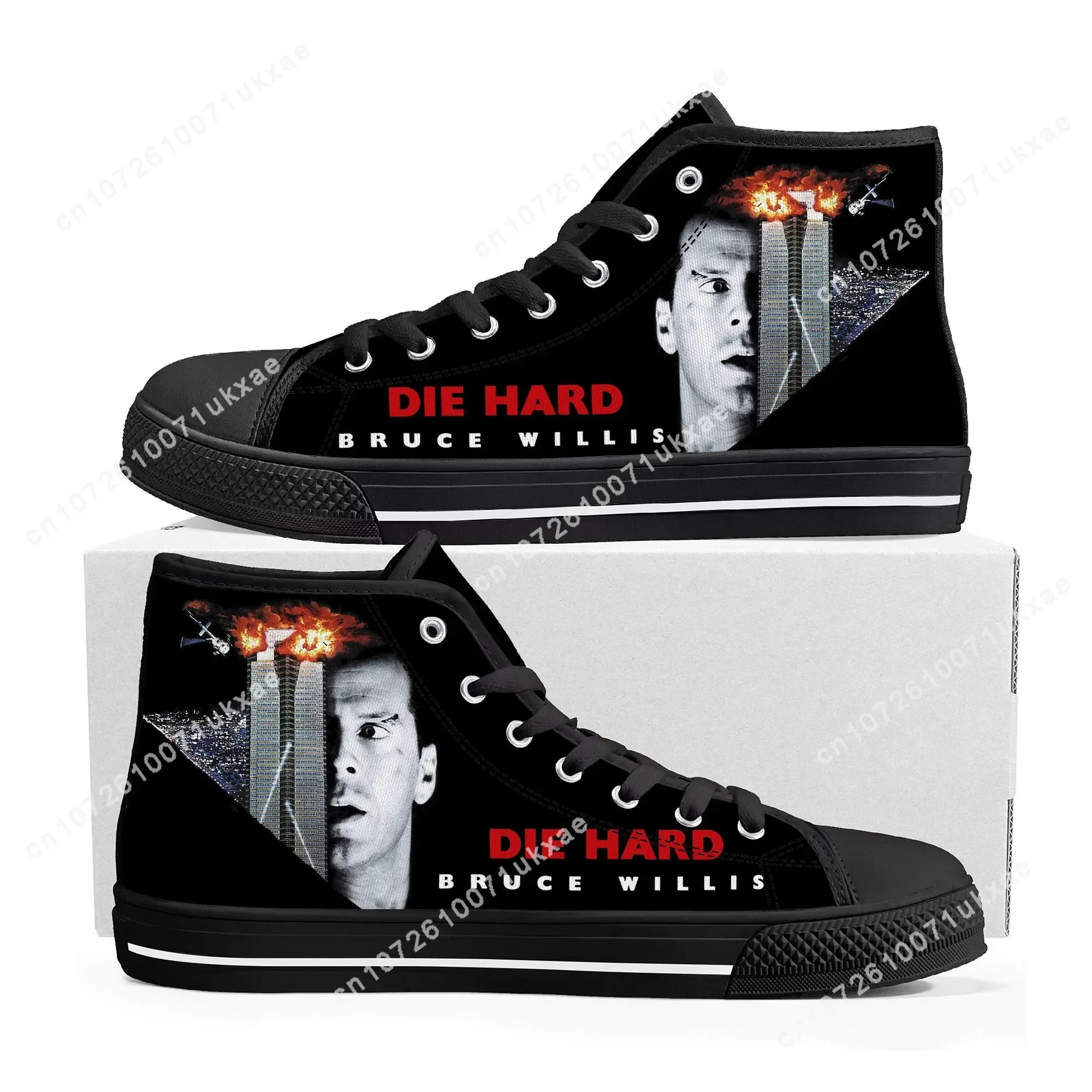 Die Hard Bruce Willis zapatillas altas de alta calidad para hombre y mujer, zapatillas de lona para adolescentes, zapatos informales hechos a medida, zapatos personalizados