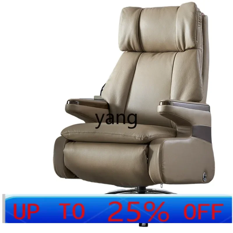 LTT reclining flat home comfortable seat high-end office chair cowhide president chair genuine leather