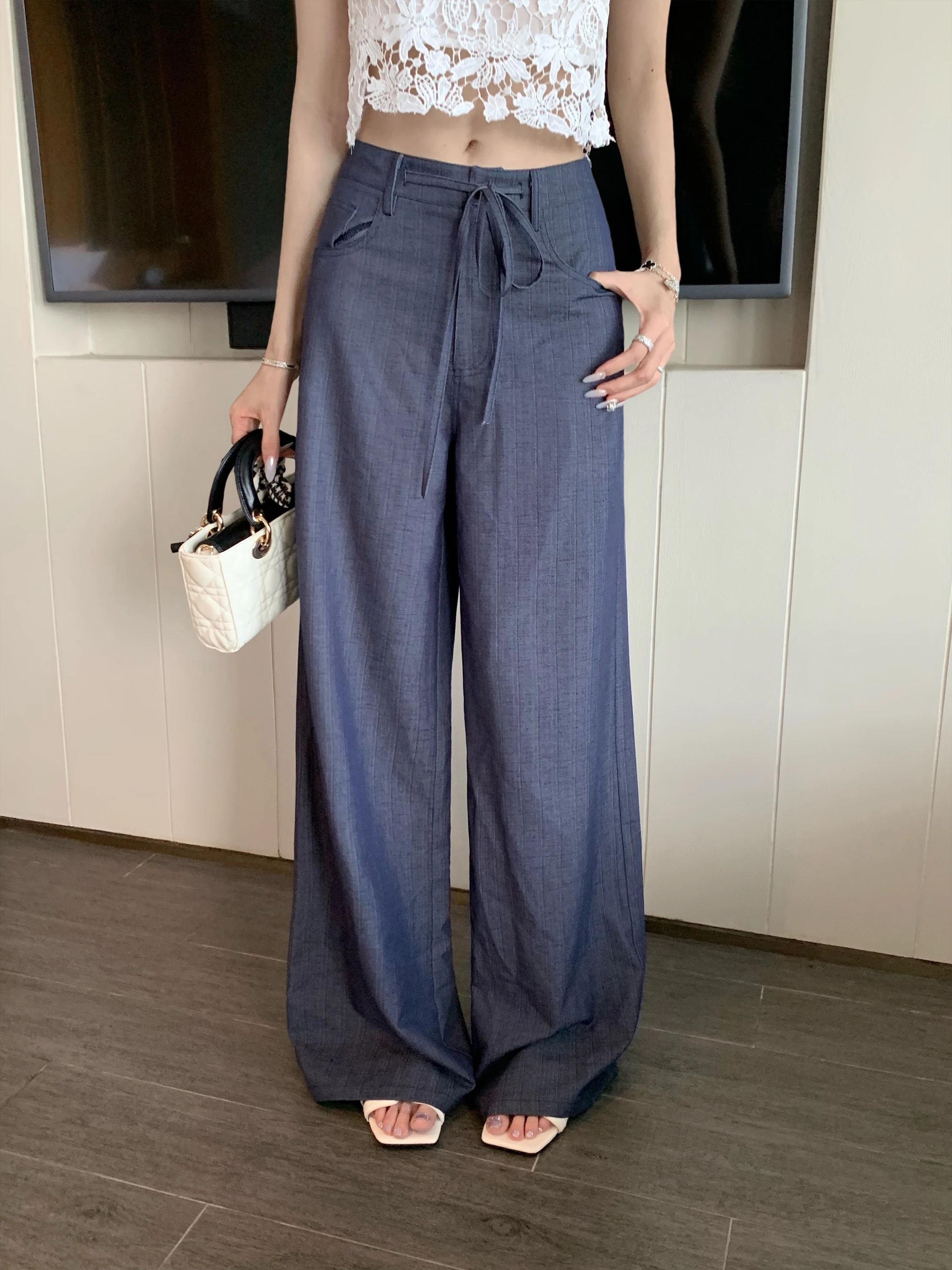 

Barb Chill Women's Wide Leg Straight Jeans Spring Summer Versatile Slimming Loose Trousers Drapey Long Pants Casual Sle