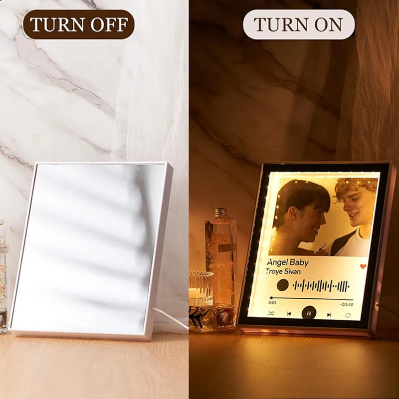 

Персонализированное фотозеркало, светящийся орнамент, огни, картина, фоторамка, прикроватная тумбочка на день отца, день матери, друзья, подарок для пары