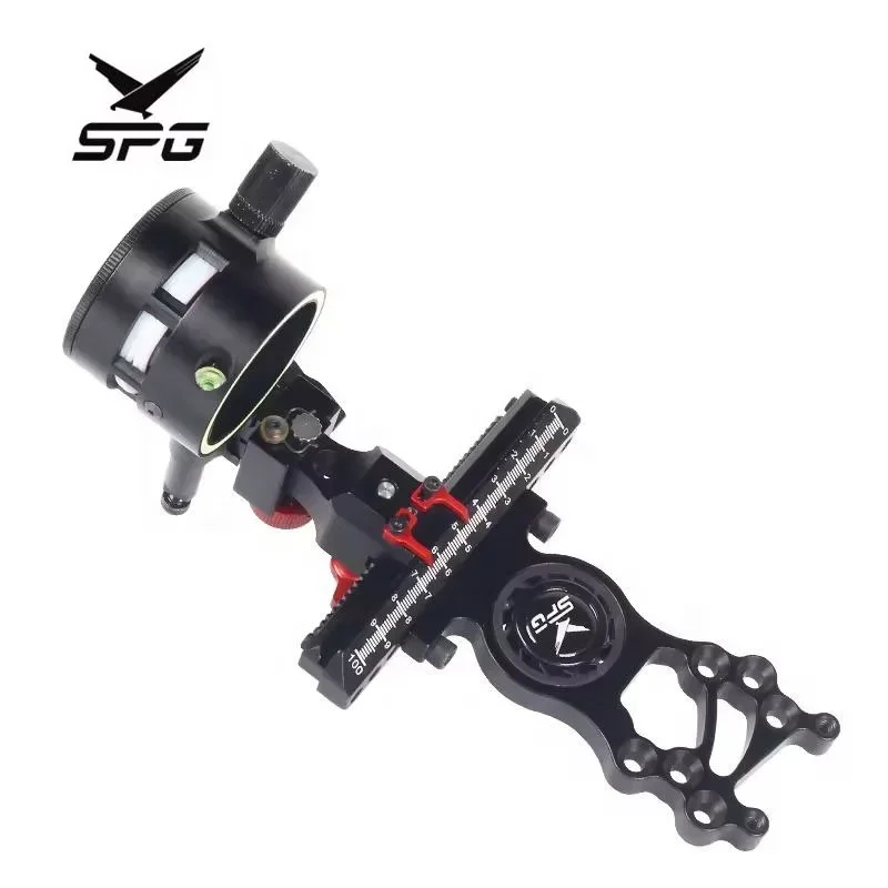 SPG Archery Single Pin Bow Sight Compound  Adjustable Aluminum High Precision Right and Left Hand Shooting Hunting Accessories