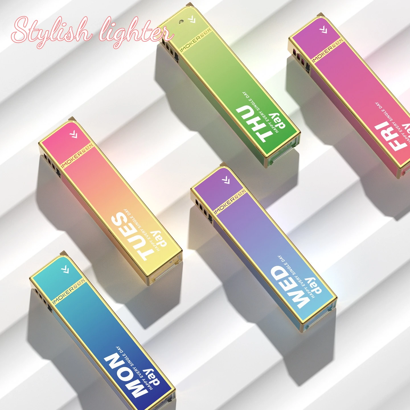 New Metal Gradient Dual-Color Windproof Lighter, Stylish Square Portable Igniter - Personalized Household Daily Use Lighter