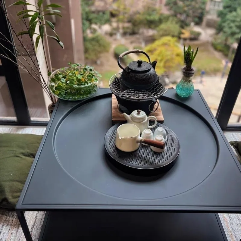 Nordic small apartment modern coffee table, household tatami wrought iron bay window  table simple living room light luxury