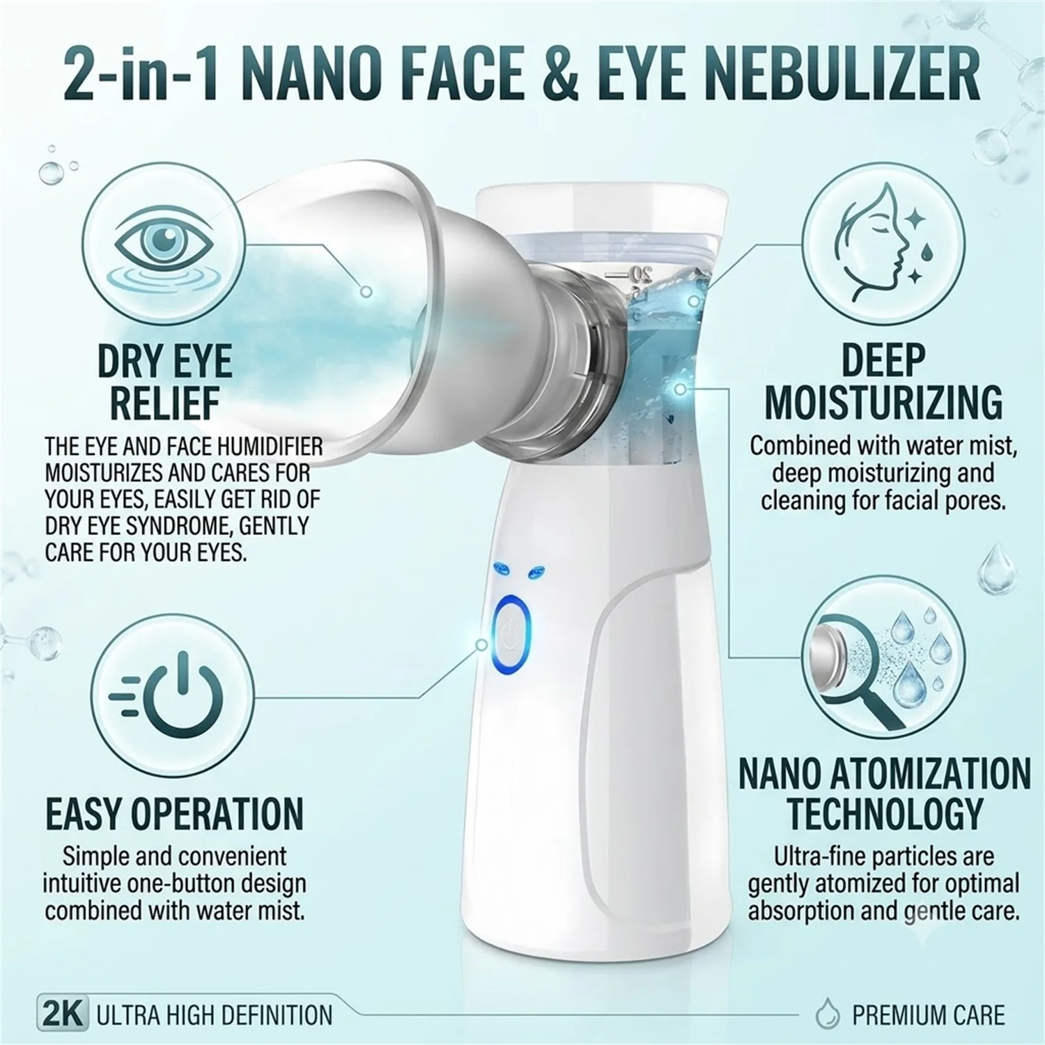Handheld Portable Mist Spray Bottle Hydrating Skin Care Eye Sprayer Manual Steamer - Travel Size Humidifier for Facial Moisturiz