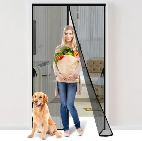 Magnetic Screen Door Fits Door Opening Actual Screen Hands Free Mesh Partition Curtain Keeps Bug Out Pet and Kid Friendly Screen