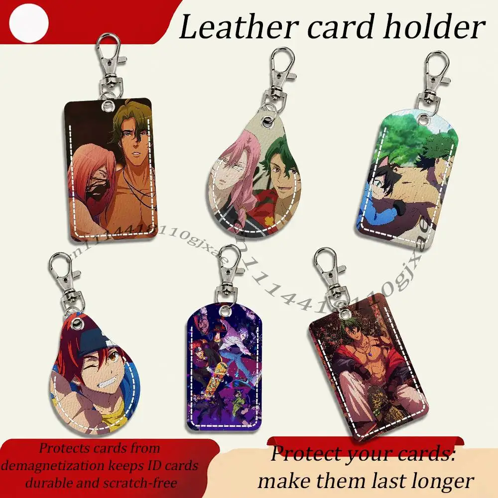 S-SK8 The I-Infinitys-S Rectangle ID Card Case Keychain Access Card Bag Key Tag Ring Leather Card Holder Key Ring