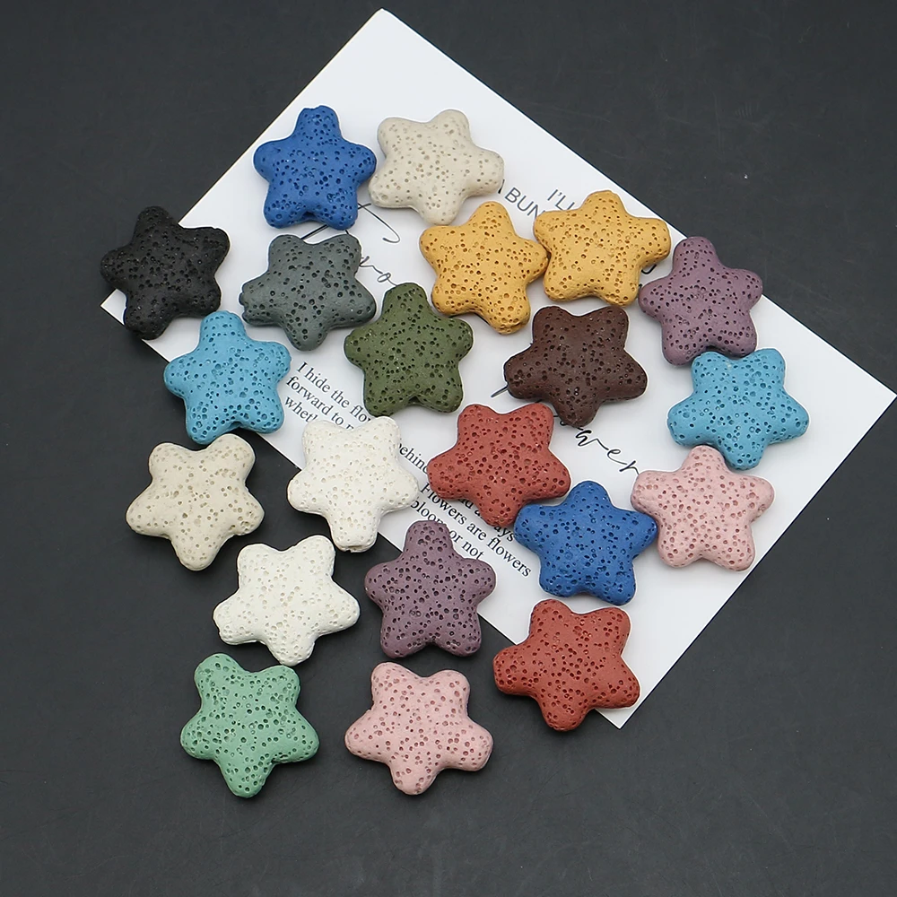 Star Shape Natural Stone Volcanic Rock Beads Multi-color Straight Hole Loose Bead Handmade Creative Jewelry Accessory 5 Pcs/pack