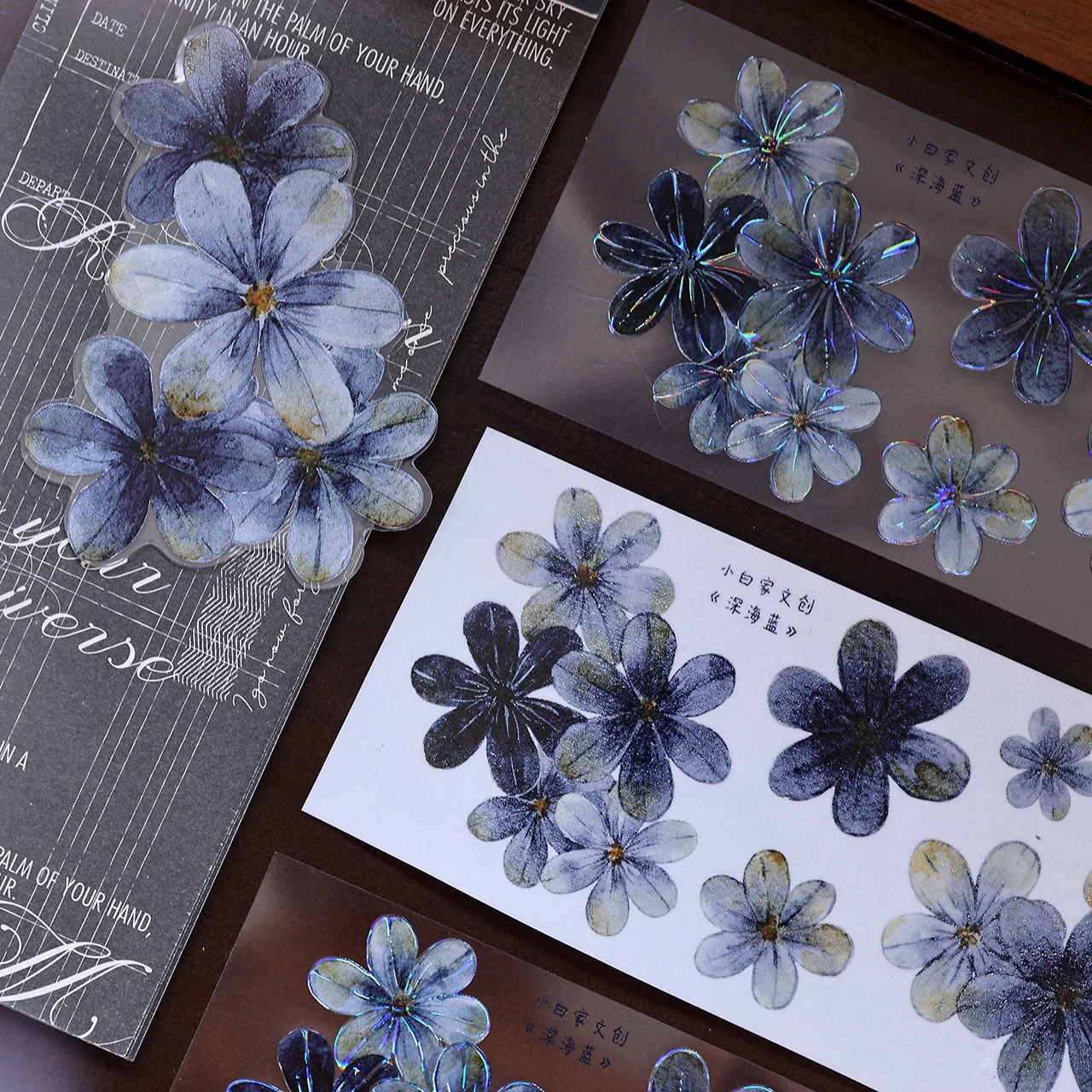 XiaoBai Navy & Black Floral Washi PET Tape ribbon Journals/Planners/Scrapbooking