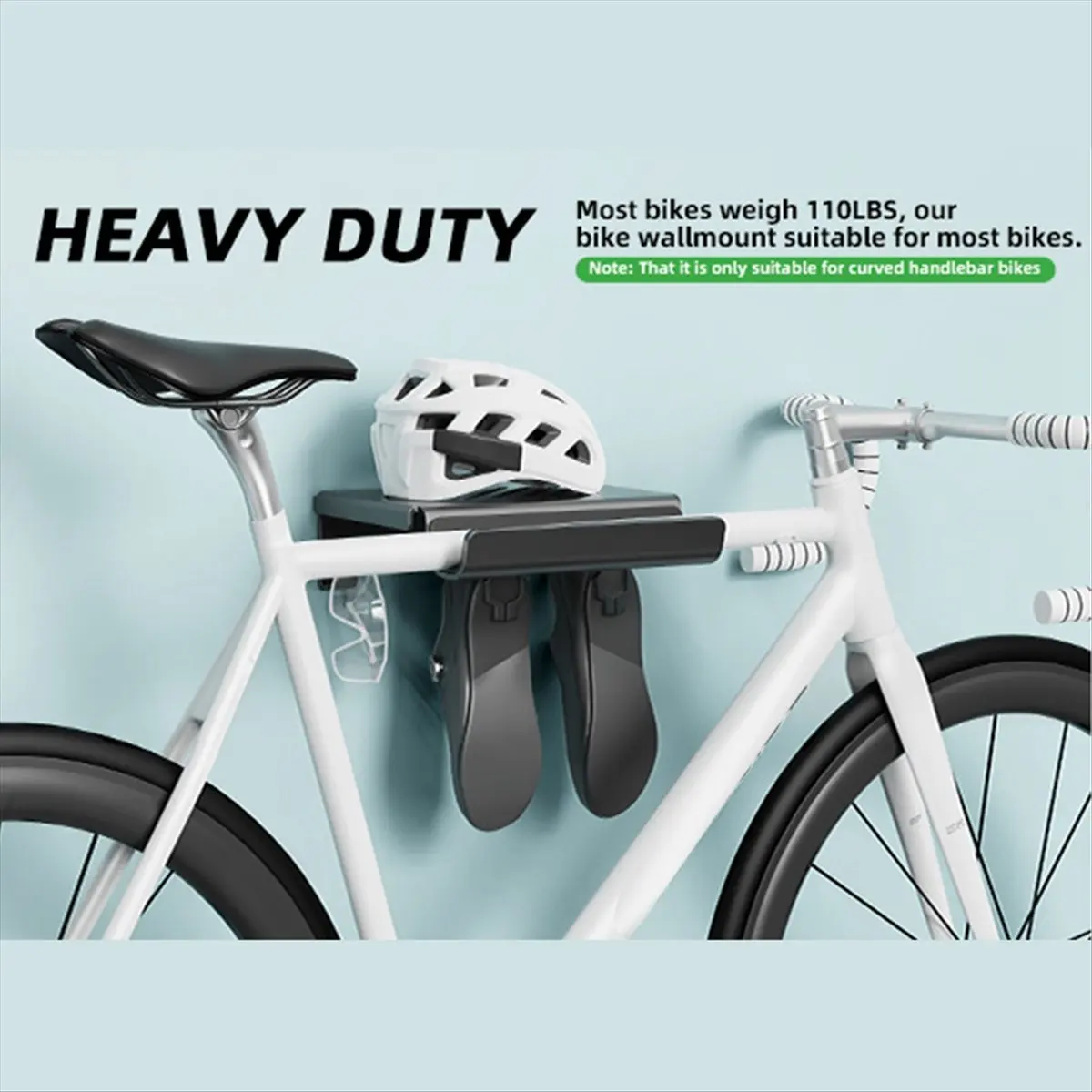X08A Bike Wall Mount Rack Indoor Bike Storage Garage Bike Rack Wall Mount with Shelf and Hooks for Mountain Bicycle