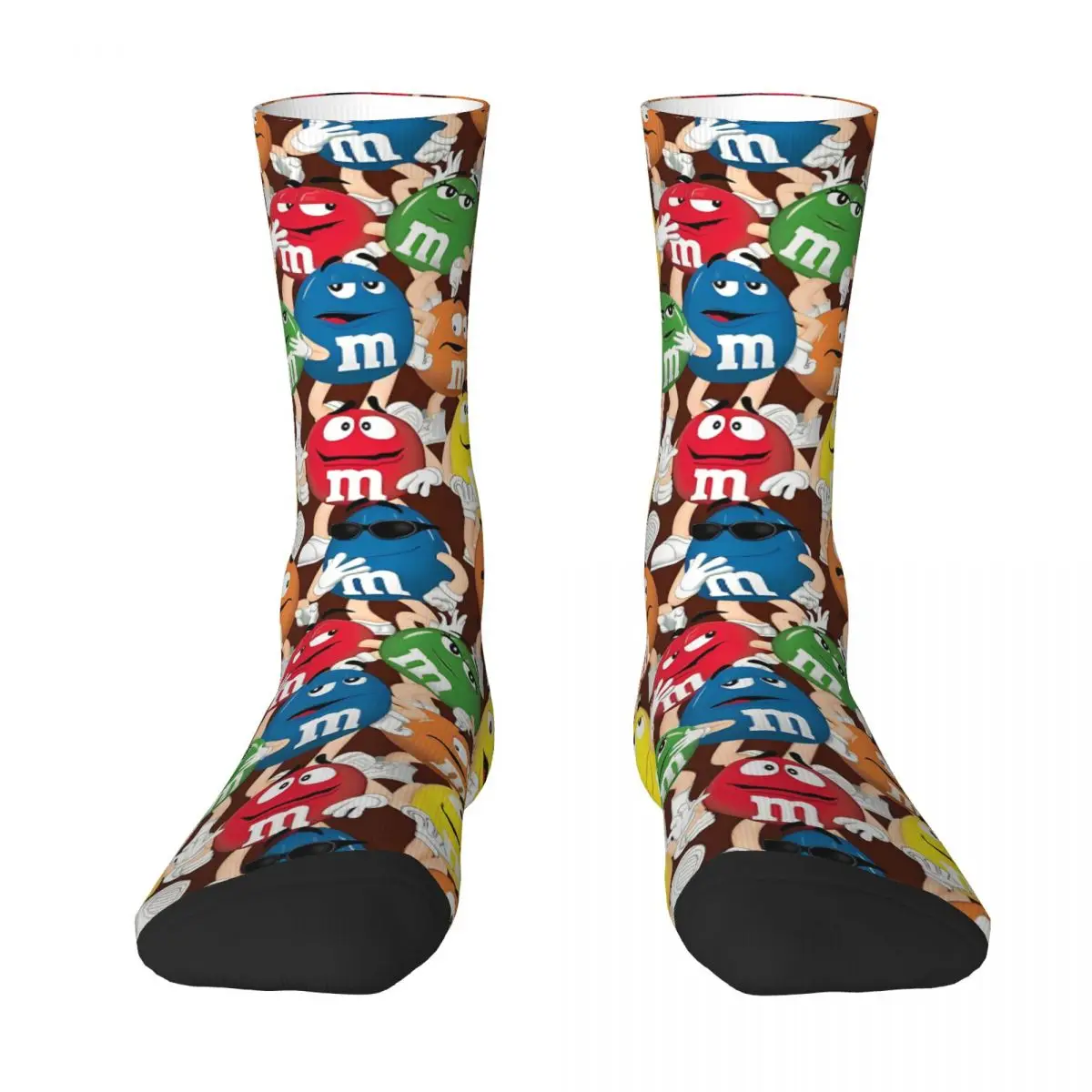 M Chocolate Cartoon Colorful Hip Hop Stockings Adults Men Socks Soft Modern Socks Winter Running Sports Anti Skid Graphic Socks