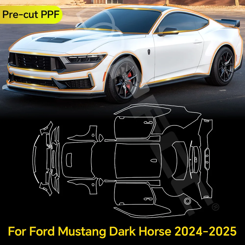 

For Ford Mustang Dark Horse 2024 2025 TPU Paint Protection Film Clear Bra Pre-cut PPF Car Body Anti-Scratch Resistant Invisible