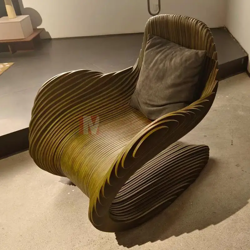 

Solid wood slice art seat swan chair