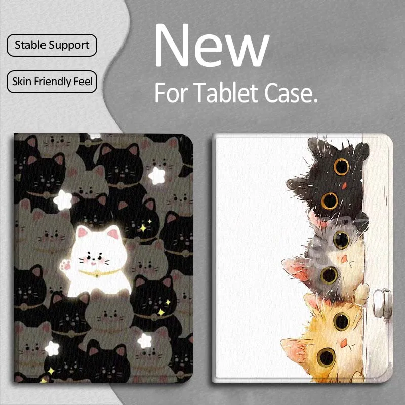 

Cartoon Cat Art Creative For Apple iPad Pro Air 13 2 7th 6th 2025 M2 M3 M4 M512.9 13 inch Foldable Tablet Case Gift