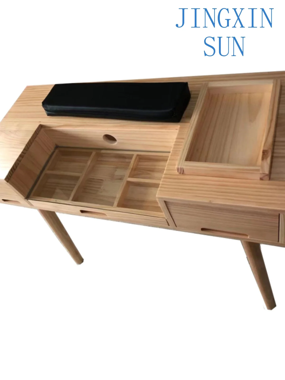 solid wood single and nail art table multi-functional double-layer storage and chair set
