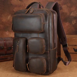 Genuine leather men's backpack Cowhide business laptop backpack Outdoor leisure backpack Men's multi-functional travel bag