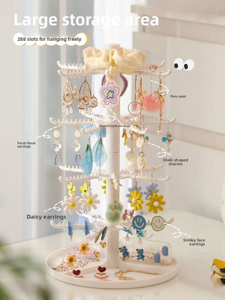 حامل عرض للأقراط وحامل للقلائد والمجوهرات على شكل شجرة، رف تخزين للمدخل، رف تعليق منزلي من البلاستيك الأبيض #5
