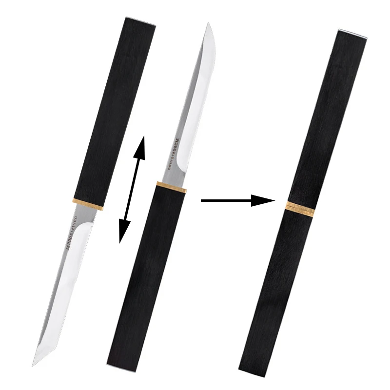 Stainless Steel Double Blade with Wood Handle Kitchen Knives Utility Knife Outdoors Fishing Cutting Household Cooking Cutter