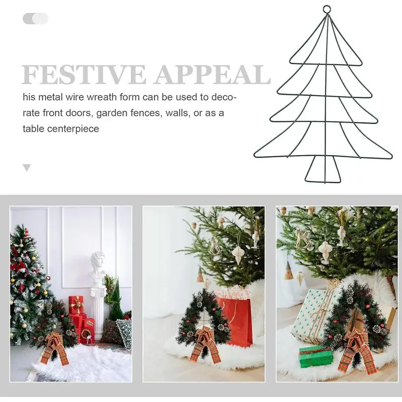 Christmas Tree Shaped Metal Wreath Frame, Wire Wreath Base Form, DIY Craft Wreath Making Frame, Metal Wire Floral Wreath Holder