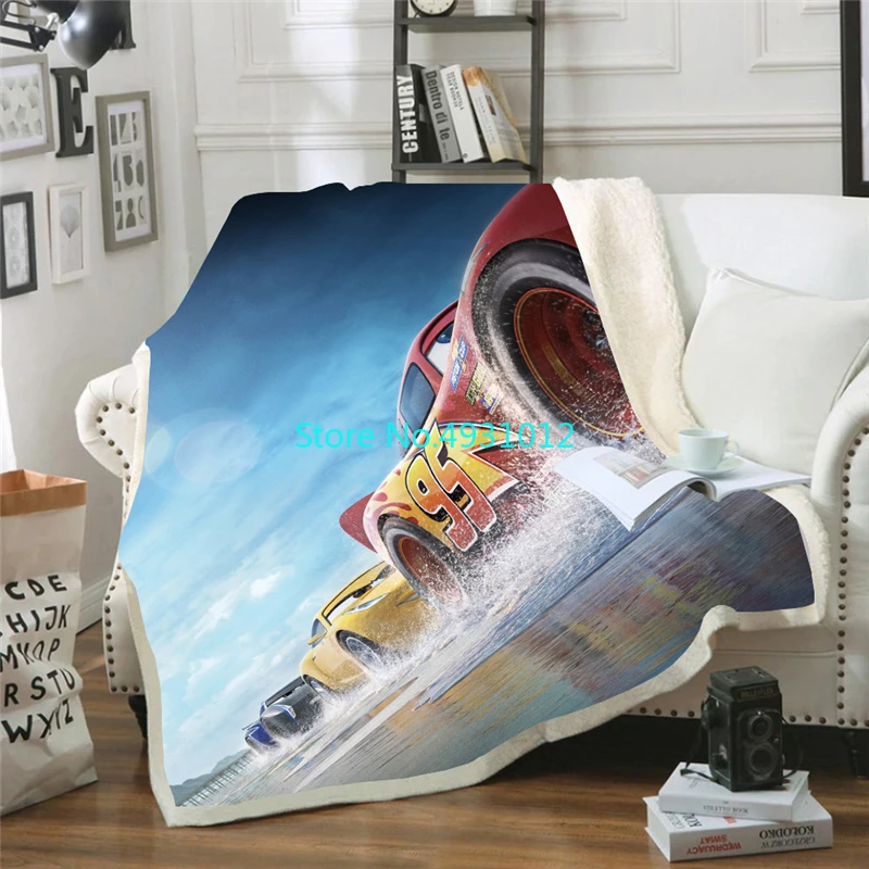アニメマターカーズライトニングマックィーン95ナップブランケット70x100cm 3Dフランネルシェルパブランケットベビーキッズギフトスローソファ寝室