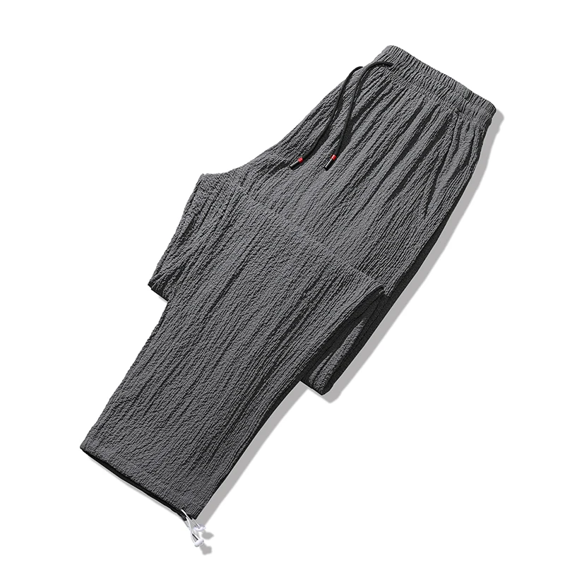Men's Clothing Spring Summer Solid Color High Waisted Pockets Bandage Harem Drawstring Elastic Casual Trousers Sweatpants