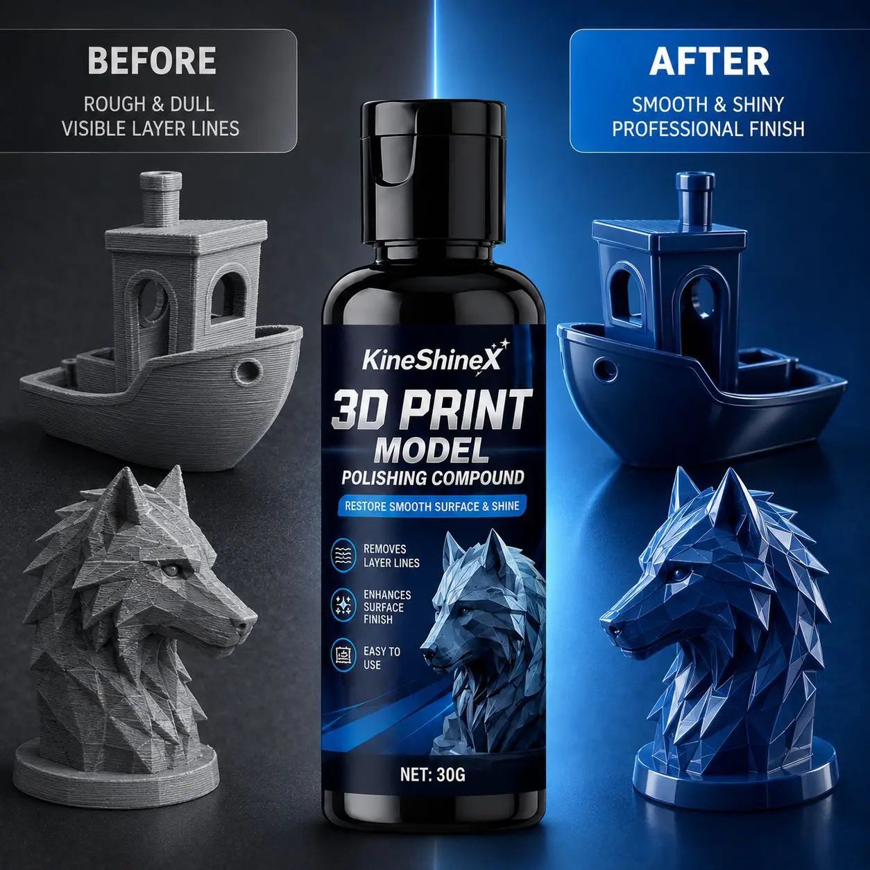 3D-Druck-Politur 100ml – Premium-Finish-Restaurator für PLA-, ABS- & PETG-Spielzeug, reduziert Schichtlinien, stellt den Glanz wieder her, sorgt für eine glatte Oberfläche – Detail 6