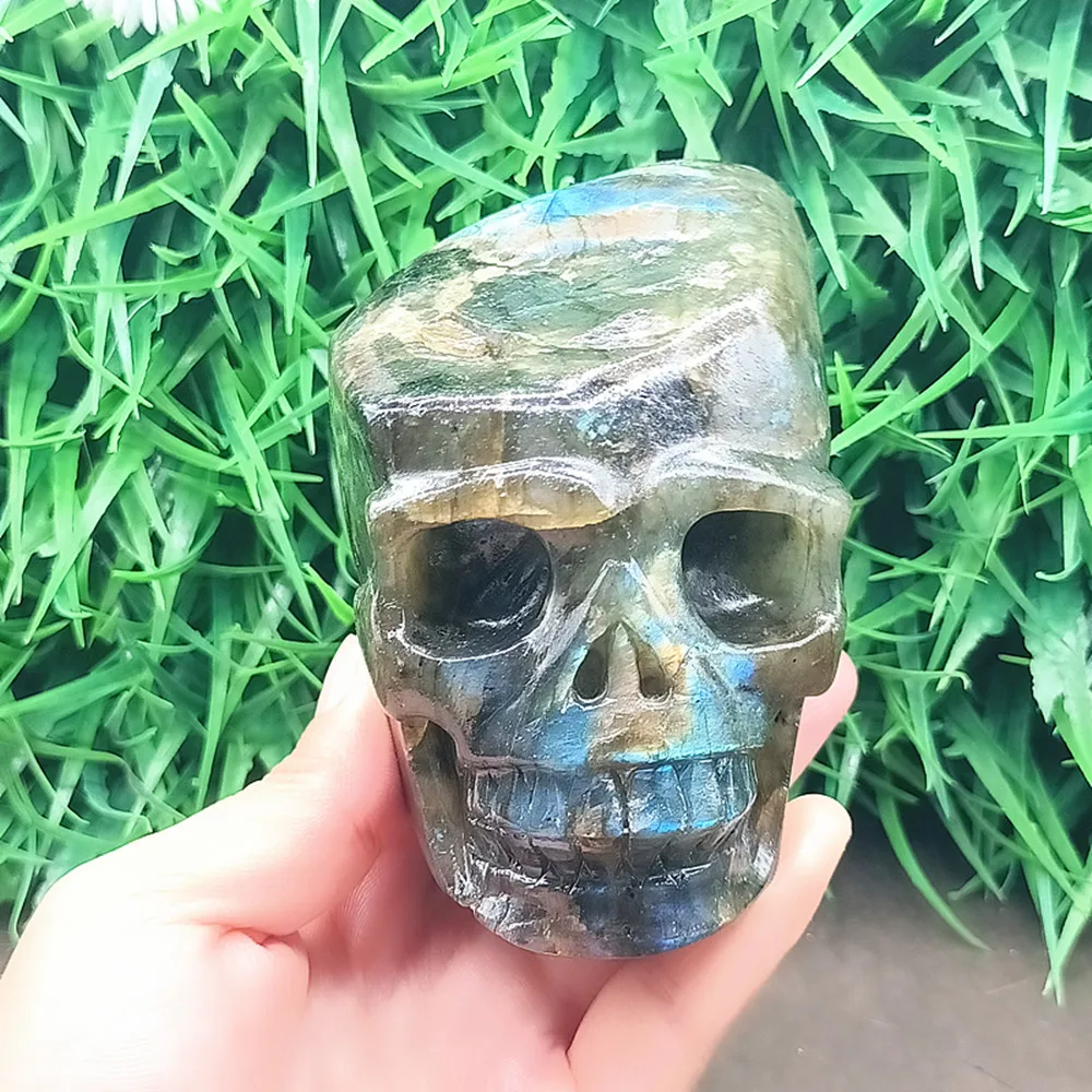 Natural quartz crystal Tiger's eye Feldspar Carving Skull Wheel Decorative item for home Use as a piece of furniture Healing