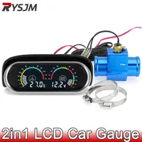 12V 24V 2 en 1 LCD Digital camión coche medidor de temperatura del agua voltaje 1/8 NPT 10mm adaptador de Sensor de temperatura 26-40MM tubo de unión