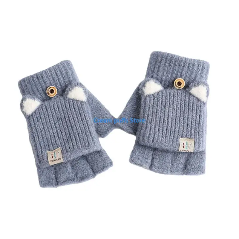 50LE 2pcs Women Versatiles Fingerless Mittens Outdoor Autumn Gloves Office Work Glove
