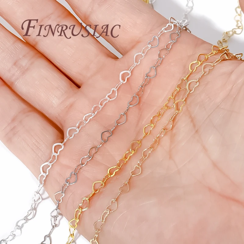 1/2Meters 14K/18K Gold Plated Love Heart Chains For Jewelry Making,Bulk Chain For Needlework,DIY Necklace Bracelets Findings