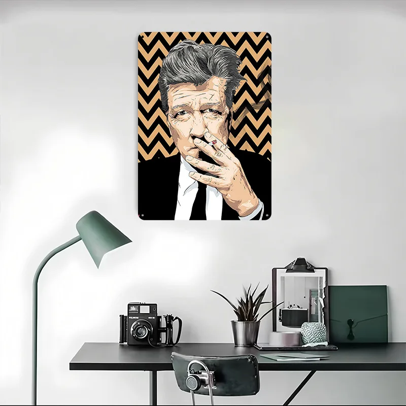 David Lynch Palący Celebryta Aluminiowy Metalowy Plakat Dekoracja Pokoju Gracza Do Domu Personalizowane Metalowe Tabliczki na Ścianę