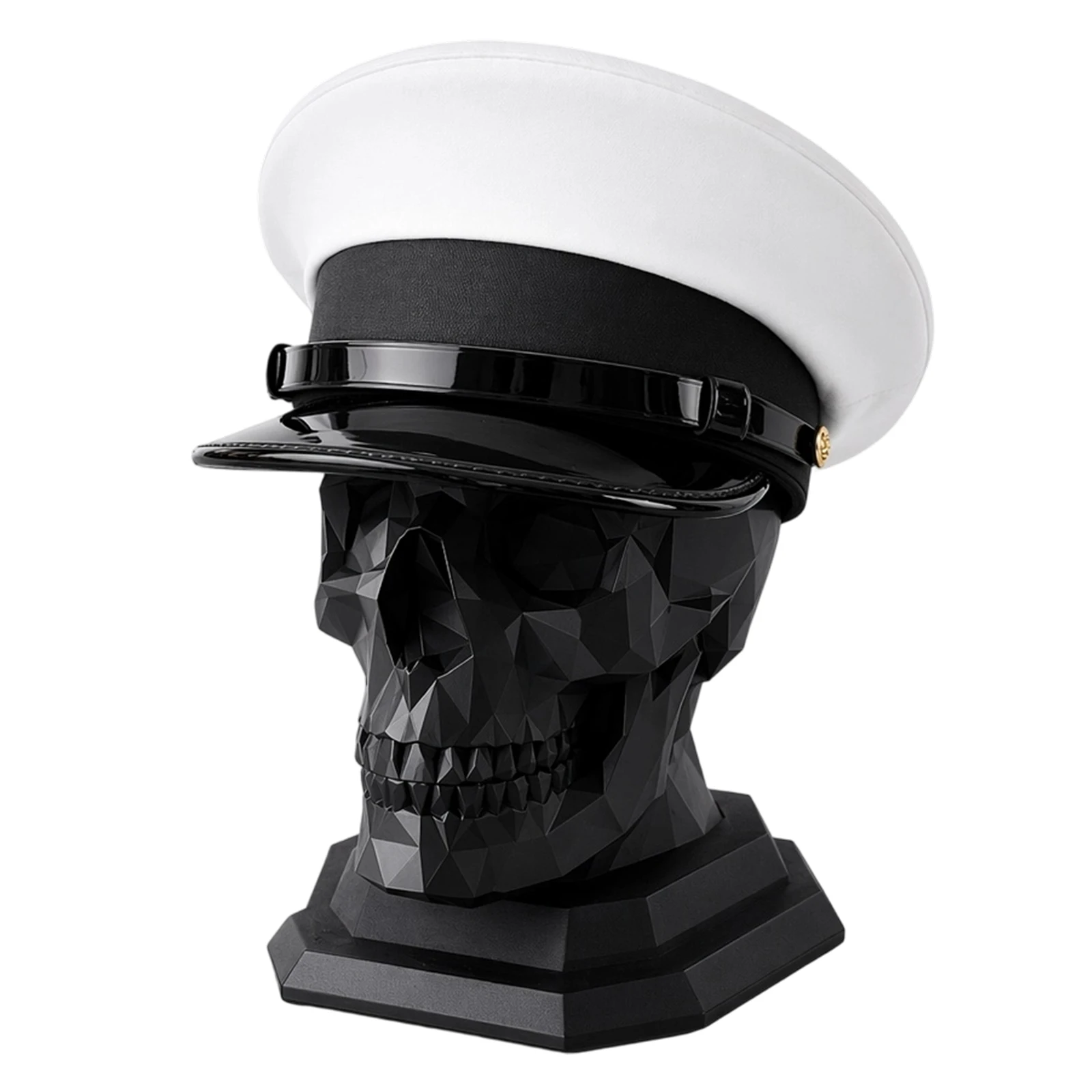 Handmade 3D Printing Service Cap Showcase Veteran Gift Skull Head Ornament Skull Sculpture Ornament for Table and Daily Decor