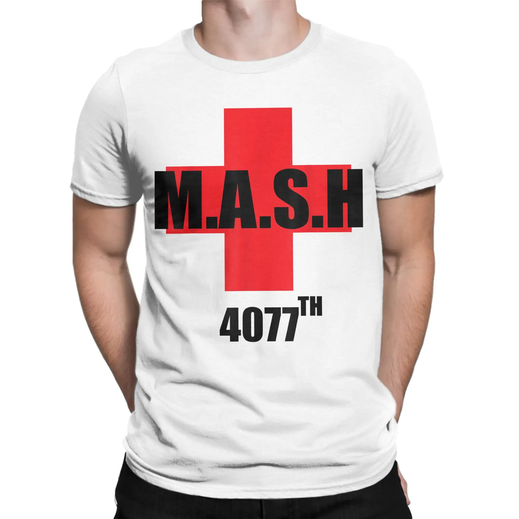 M.A.S.H 4077th Vintage Cotton T-Shirt For Male Summer  Aesthetic T Shirts O-Neck Fashion Tees Big Size Wholesale Clothing