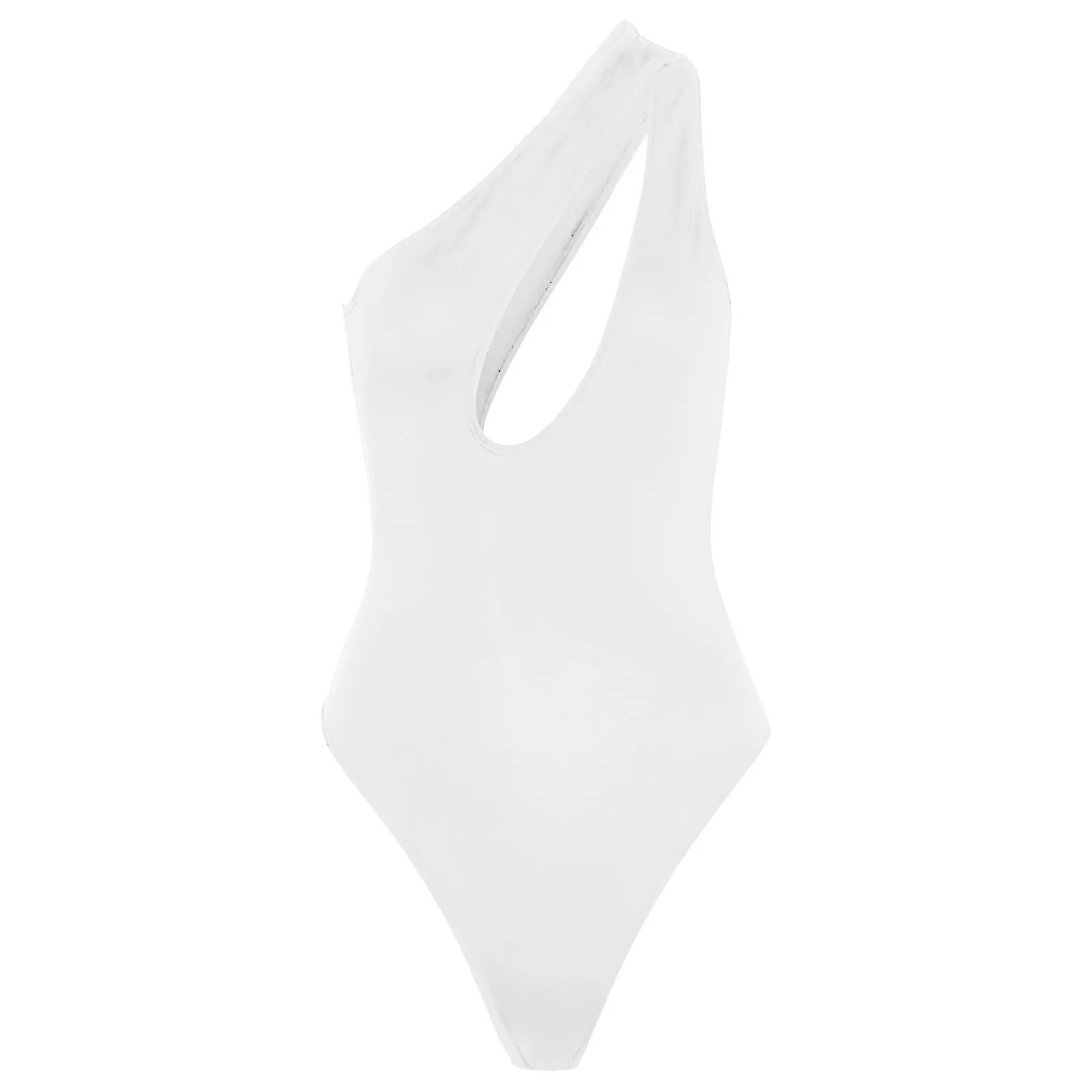 Costume da bagno intero da donna con una spalla scava fuori i bagnanti in tinta unita costumi da bagno Monokini Bikini Beachwear costume da bagno di