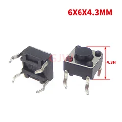 20PCS/100pcs 6*6*4.3 Panel PCB Momentary Tactile Tact Push Button Micro Switch 4 Pin DIP Light Touch 6x6x4.3 mm Keys Keyboard