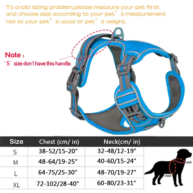 Reflective Nylon Pet Dog Harness Dog Padded Vest Adjustable Chest Strap Safety Lead All Weathers for Large Medium Small Dogs