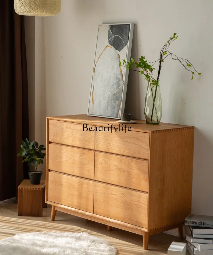 

FG28Nordic solid wood cherry wood six-chest cabinet modern simple large-capacity storage cabinet with drawers