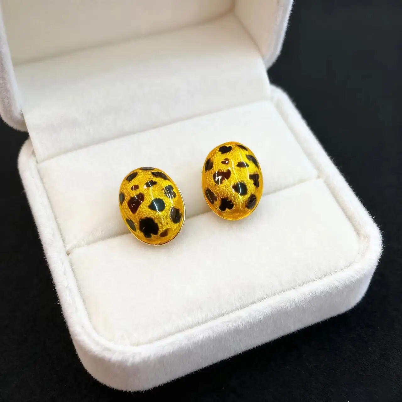 18kt Gold Color Leopard-print Egg-shaped Earring for Women Sparkling Stud Earrings Wedding Valentine's Day Birthday Jewelry