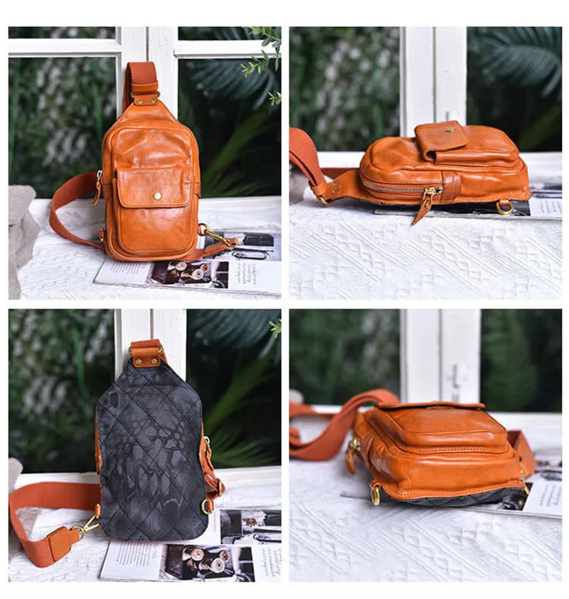 PNDME Casual Luxury Genuine Leather Ladies Chest Bag Outdoor Sports High Quality Real Cowhide Women's Shoulder Crossbody Bag