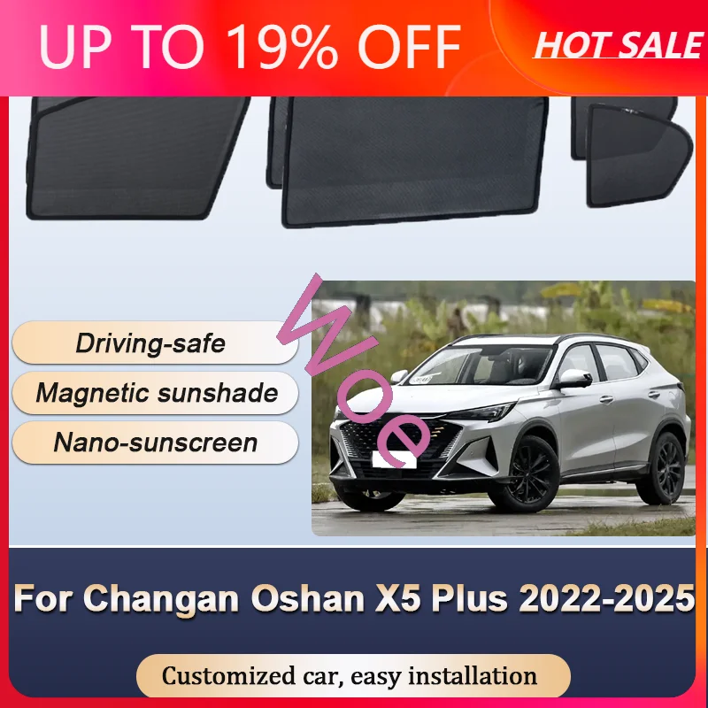 Woe Window Visor for Changan Oshan X5 2022-2025 Rain Guard Side Vent Deflector Weathershield Tape-On Outside Mount Sunshade