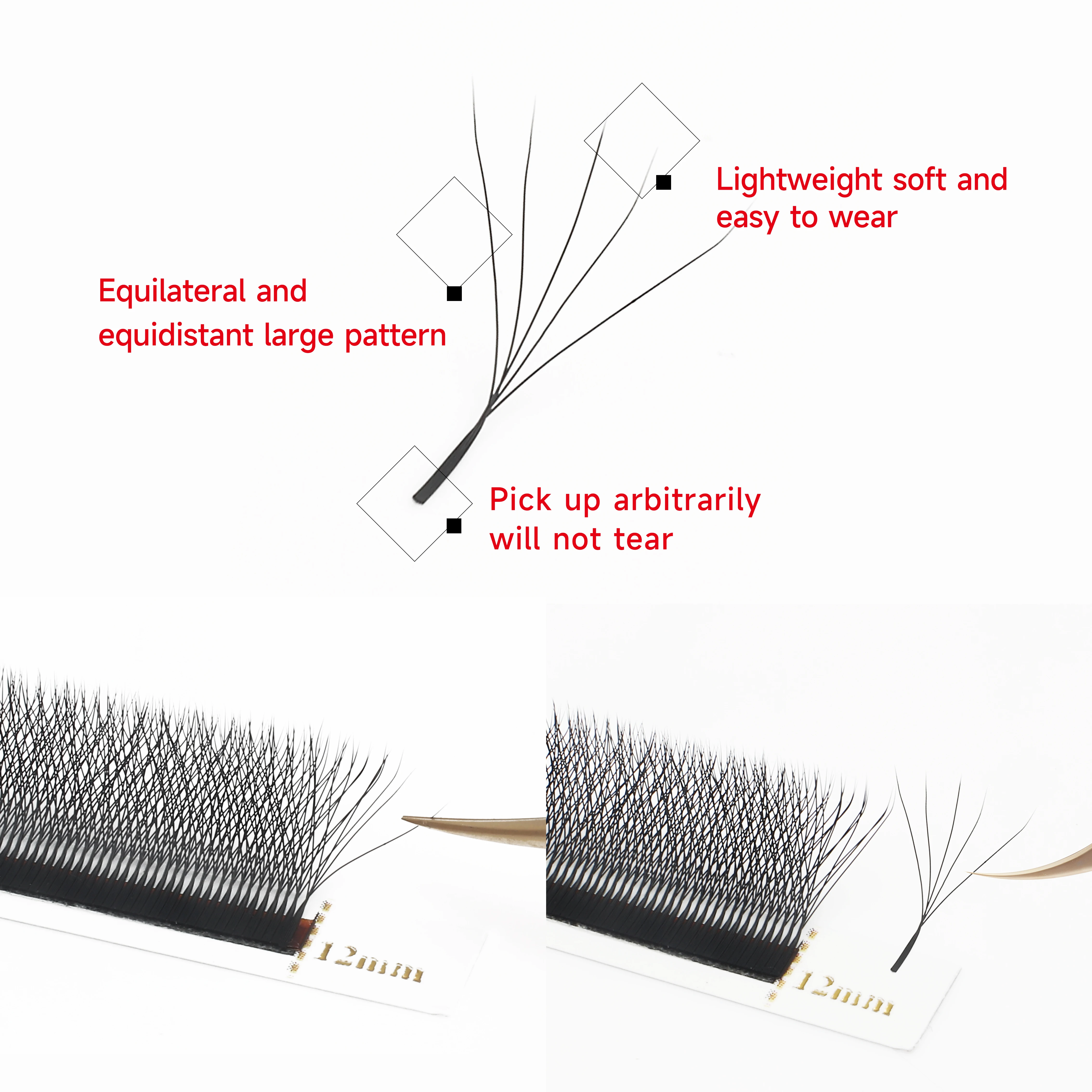 XIUSUZAKI 5D W-vormige bloei Automatische bloei Premade Fans Wimpers Extensions Natuurlijk zacht licht Hoge individuele wimpers