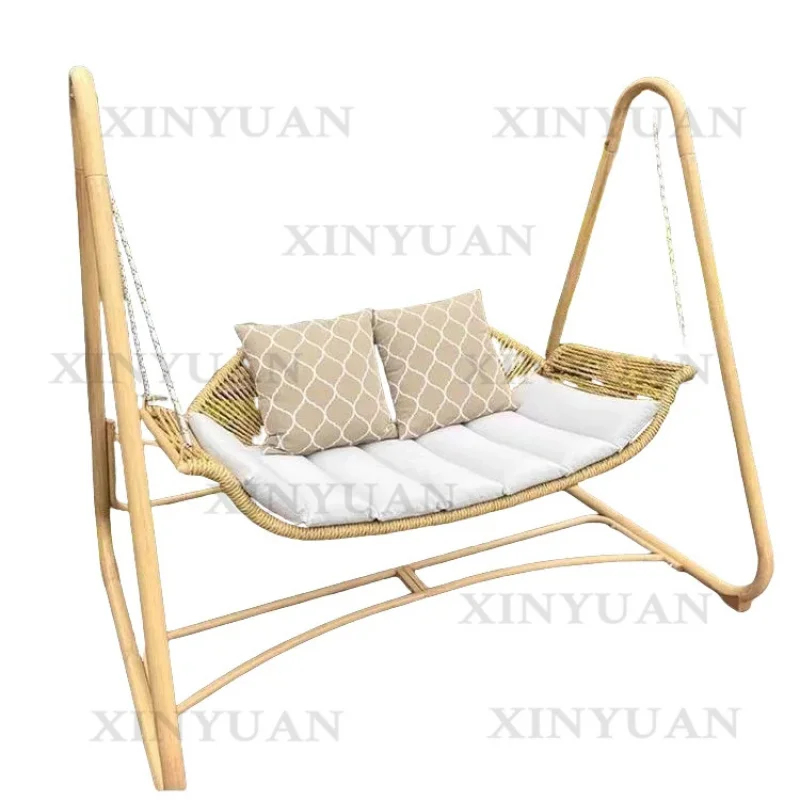 Double Lazy Hanging Chair Red Indoor/Outdoor  Metal Swing Rocking for Garden Balcony Courtyard Living Room or Hostel