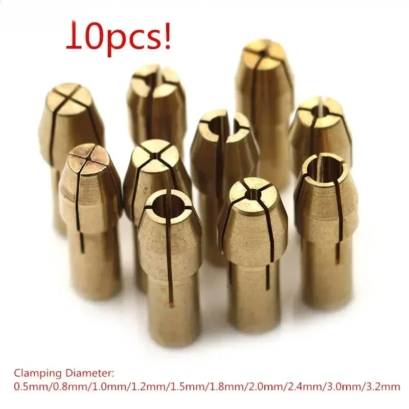 

10Pcs Mini Drill Chucks Adapter 0.5mm-3.2mm Dremel Mini Drill Chucks Chuck Adapter Micro Collet Brass for Power Rotary Tool