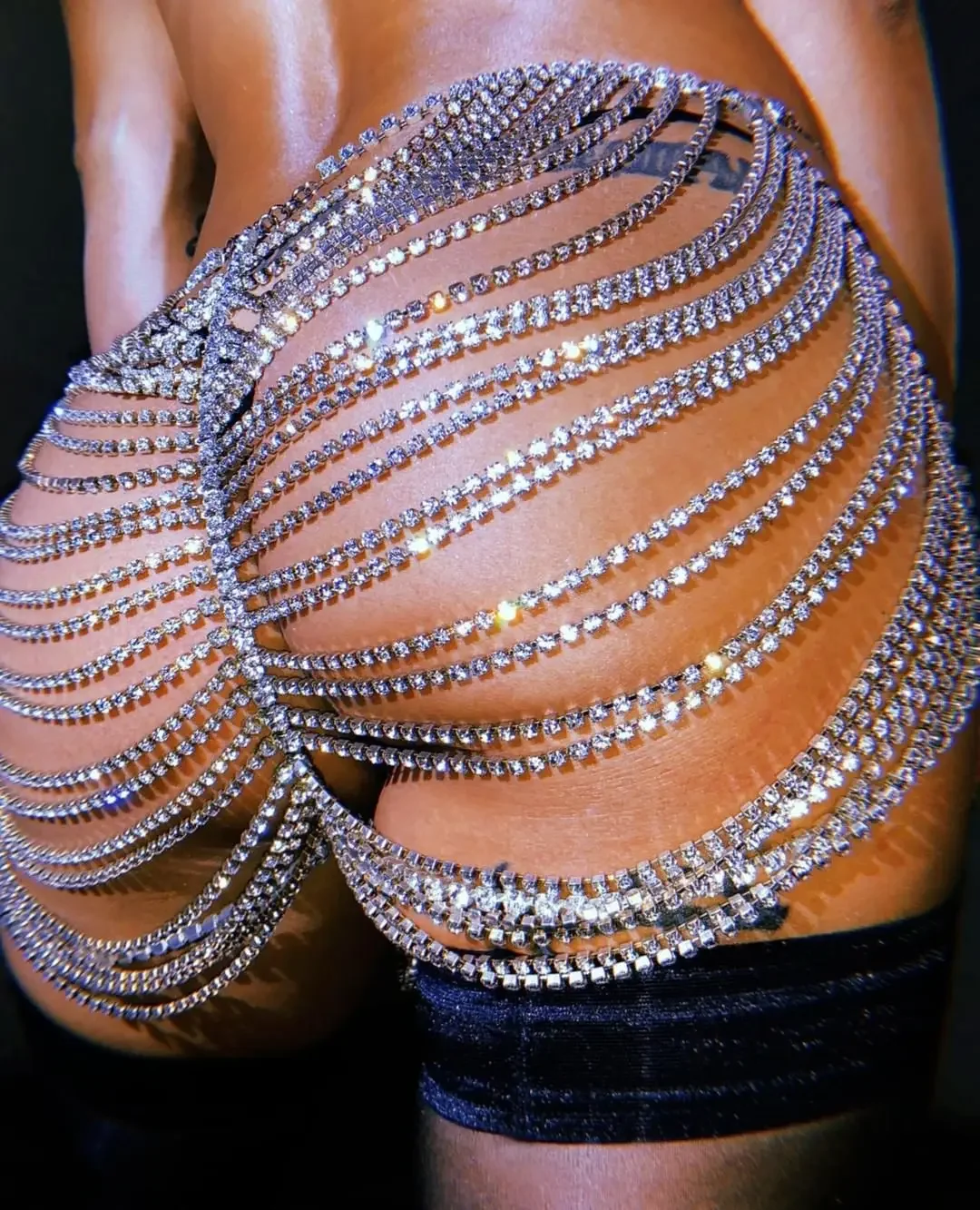 Summer Skirts Glitter See Through Sequins Mini Skirt Nightclub Pary Skirts Women Sexy Metal Body Chain Rhinestone